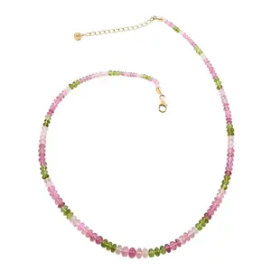 LUXORO Multi-Tourmaline 14K Yellow Gold Beaded Necklace for Women Jewelry Size 18" Ct 65.6 Birthday Christmas Gifts