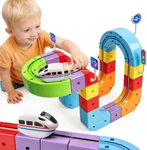 121pcs Magnetic Electric Train Set for Kids 3-8  Modular 3D Tracks with Gravity Defying Motorized Train STEM Learning Toy Gift for Boys Girls