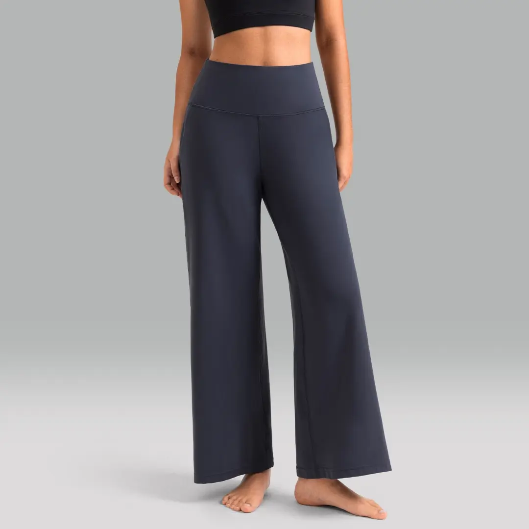 Colorfulkoala Lady Basic High-Waisted Wide-Leg Pants, Comfortable Dreamlux Brushed Bottom with Pockets, 3 Length Options, Trouser, Casual, Style, High-Waisted Straight-Leg Pants