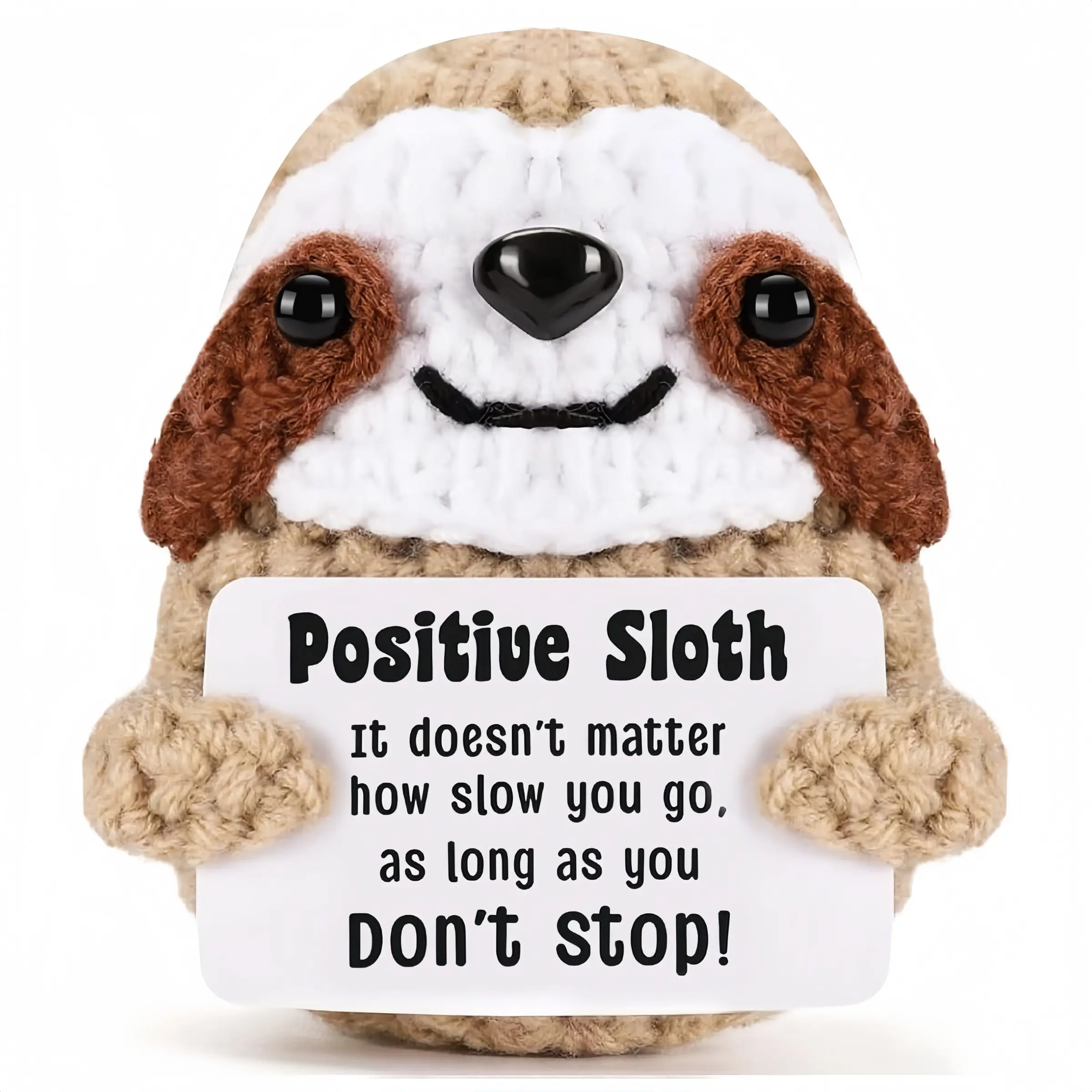Handmade Inspirational Doll Gift for Men and Women, Funny Sloth Theme, Amigurumi Stuffed Animal, Positive and Motivational, Perfect for Graduation, Birthday, Christmas, Stuffed Animal Gifts