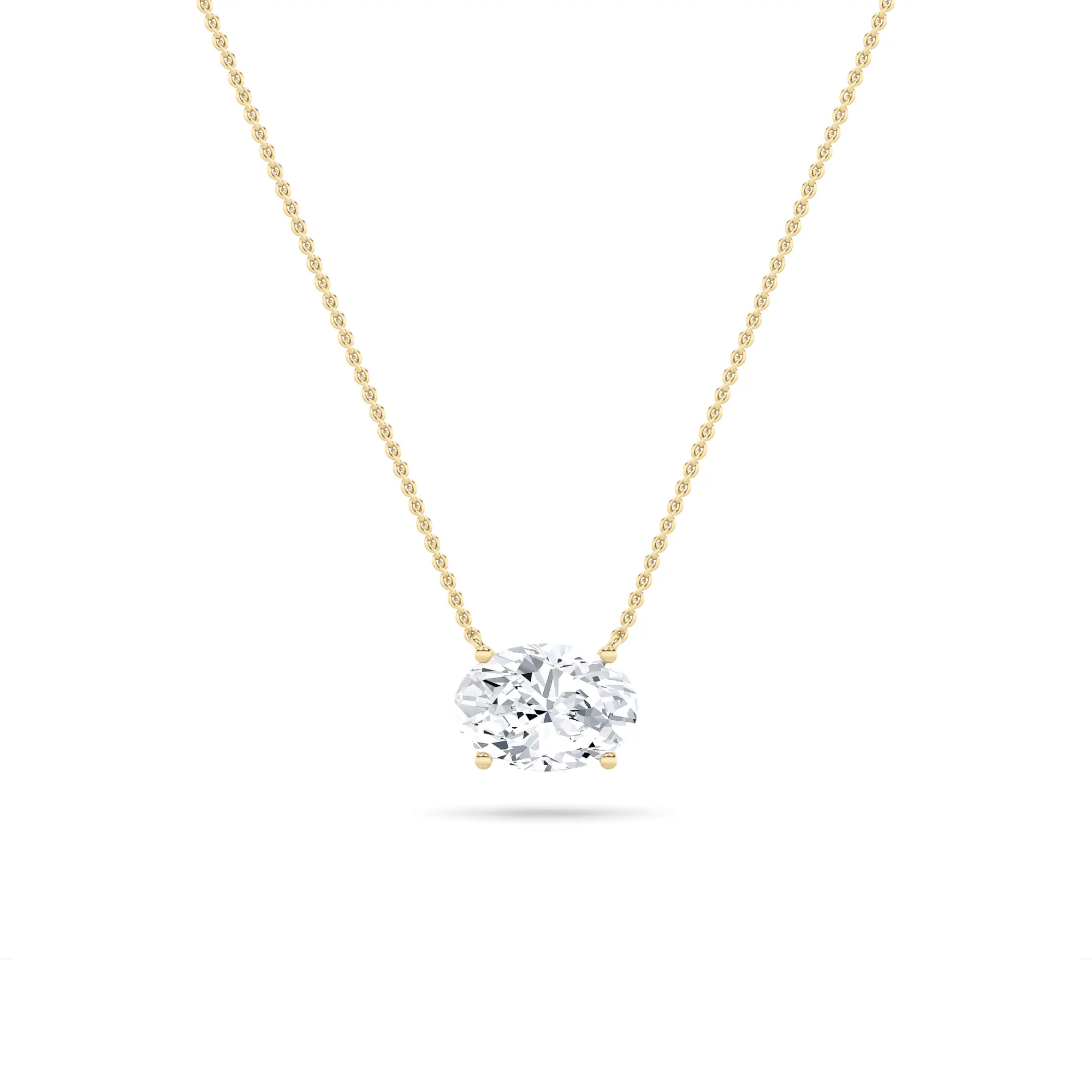 [IGI Certified] Round/Oval Lab Grown Diamond Solitaire Necklace, 1ct-3ct Pendant, 14K Solid Gold or Gold-Plated Sterling Silver, Minimalist Layering Jewelry Gift for Her Genuine Grown Diamond Pendant