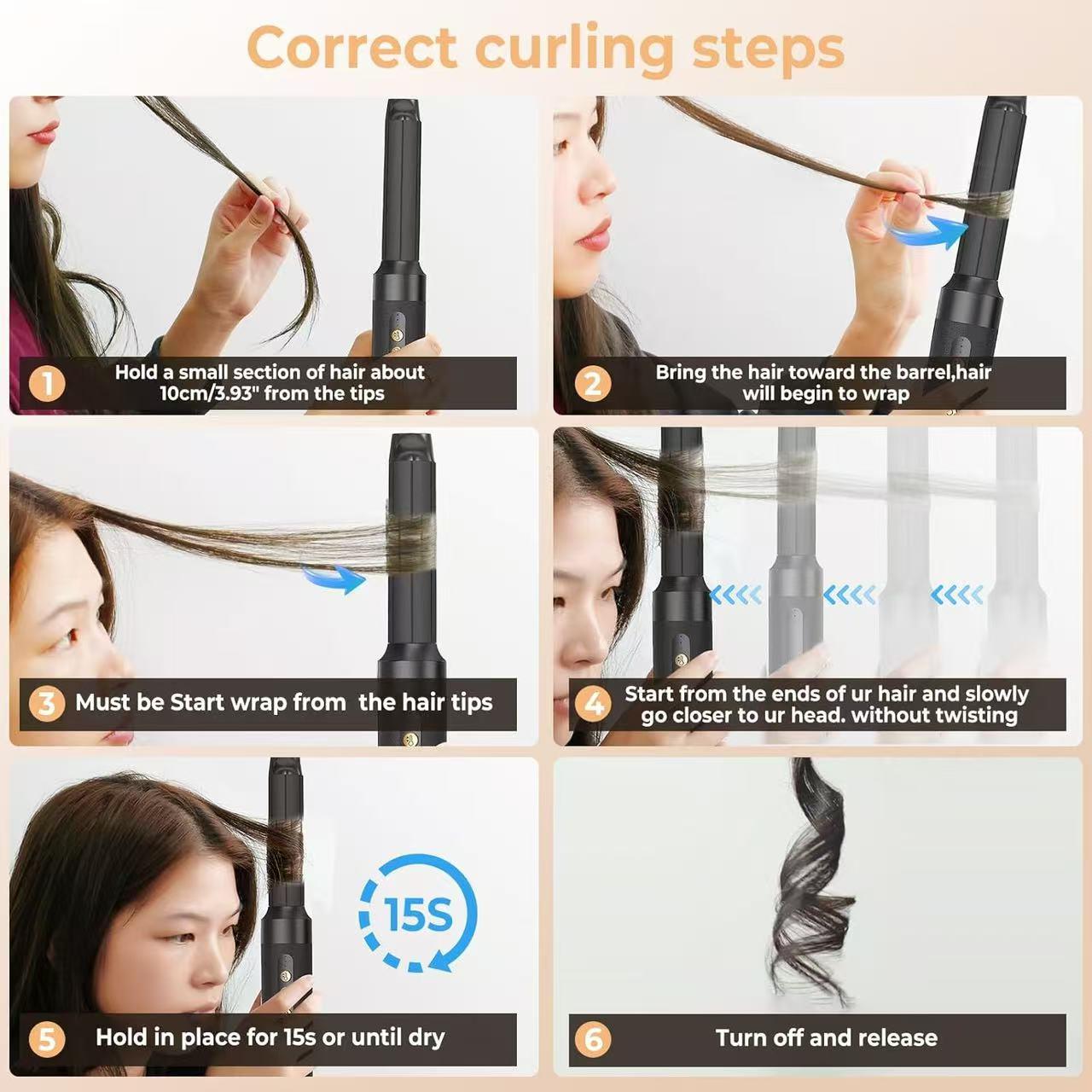 7-in-1 Ionic Hair Dryer & Hot Air Brush with Diffuser & Auto-Wrap Curler - Fast Drying, Volumizing Blow Dryer Suitable for Fast Drying, Straightening, Curling with Detachable Styler & Storage Case (Compatible for Wet/Dry Hair)