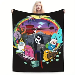 A flannel blanket with Adventure Time print, super soft, comfortable, lightweight and durable, perfect home furnishing for sofa, bed and travel 50*40