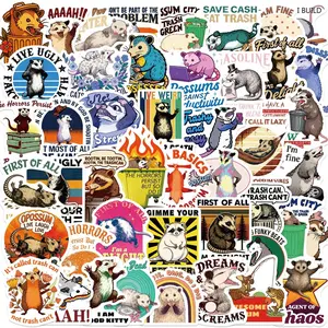 50 Sheets Cartoon Fun Kangaroo Graffiti Stickers, Waterproof DIY Stickers for Guitar Notebook Luggage, Creative Decorative Stickers