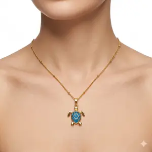 Gold Sea Turtle Pendant Necklace for Women — 18K Gold Plated