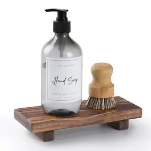 Wood Pedestal Soap Stand, Farmhouse Wood Riser, Soap Dish Holder/Tray Counter Decor for Bathroom Kitchen, Rustic Candle Plant Holder, Display Rectangular Decorative