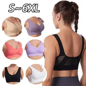Mesh Breathable Sports Bra Plus Size Non-Steel Ring Yoga Workout Gym Fitness Tank Tops