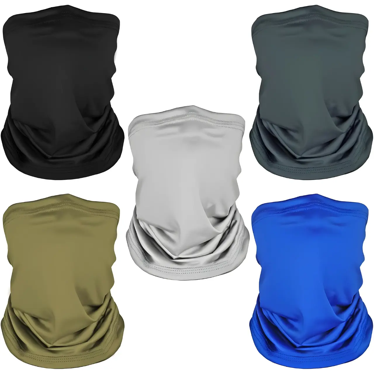 5 Pack Neck Gaiter Face Cover for UV Sun Protection, Dustproof Breathable Cooling Gator for Men Women Outdoor Sports wind protection