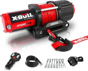 X-BULL 4500 lbs Winch 12V Electric Winch Kits with Fairlead, ATV/UTV Winch with Waterproof Synthetic Rope Winch with Wireless Remotes and Mounting Bracket
