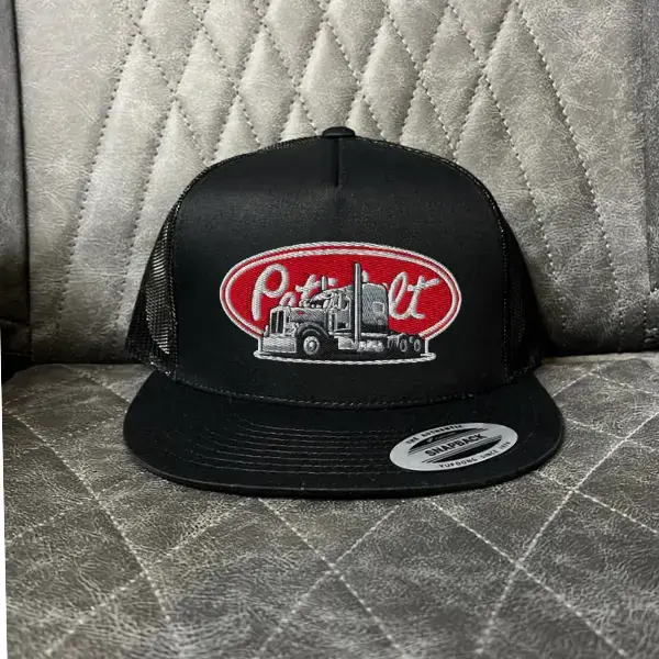 Vintage Peterbilt Snapback Flat Bill Adjustable Hat | Retro Semi Trucker Hat | Diesel Truck Embroidered Patch Cap | Truck Driver Trucker Snapback Hat | Truck Logo Graphic Hat | Heavy Duty Diesel Truck Cap