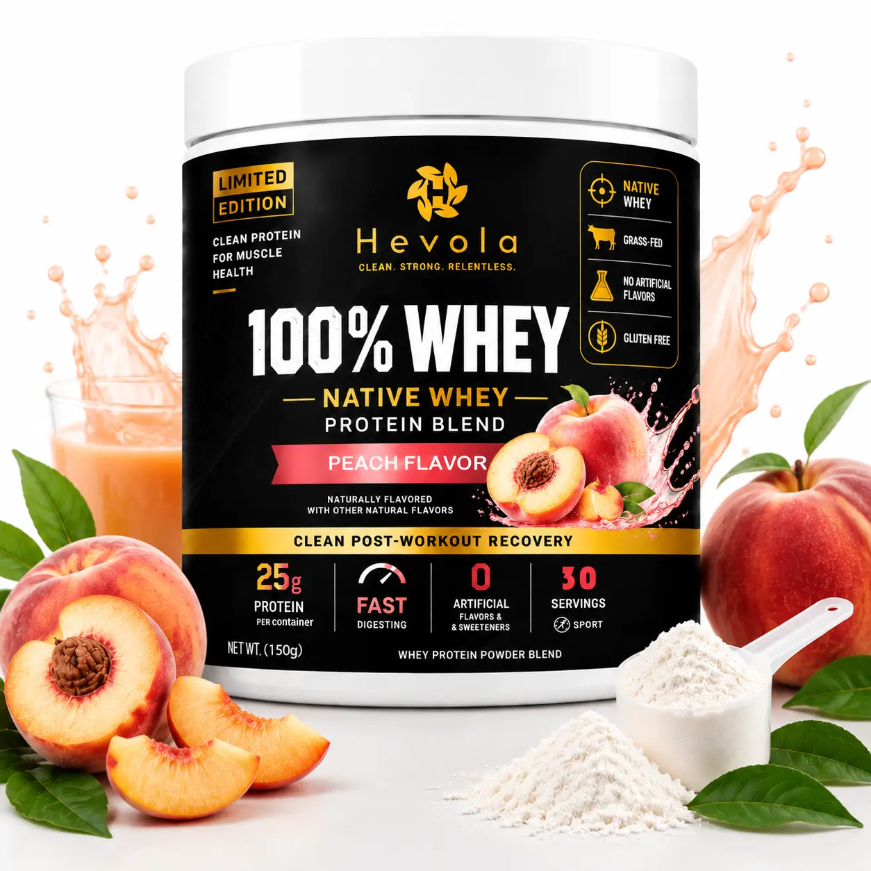 100% Whey Protein Powder - Edible Fitness Supplement for Healthcare, Post-Workout Support, 5.5g BCAAs, 2.6g Leucine, Rich in Essential Amino Acids for Muscle Growth