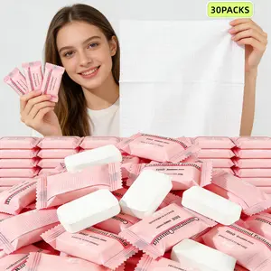 Disposable compressed towels,Ultra Soft ,30Packs Generous Quantity Face Towelettes for Washing & Drying,Soft Dry Wipes Facial Tissue for Travel,Camping, Home Hand Wipes and Other Outdoor Activities Use,Makeup Remover Dry Wipes,Ultra Soft,Napkin