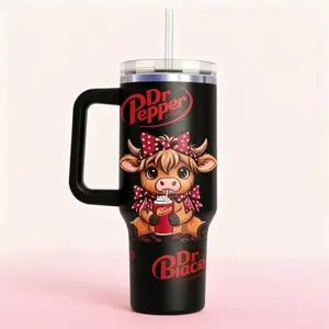 [MADE IN US] Highland Cow Tumbler with Handle and Straw, Cute Design, Perfect for Gifts, Outdoor, Office, Fitness Use, Vacuum Flasks, Stainless Steel Tumbler, tumbler, water