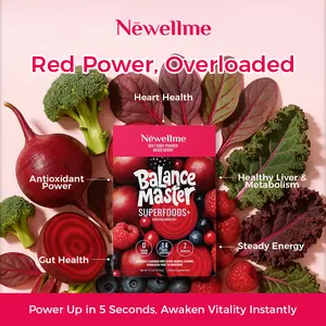 Newellme Super Red Food Powder Supports Blood Pressure Benefits Leg Veins Heart & Blood Vessel Health Extracts of Beetroot 14 Bottles per Box for Optimum
