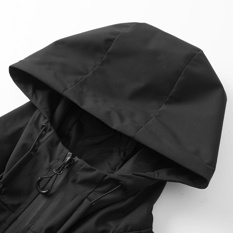 Men's casual hooded jacket with multiple pockets, tactical waterproof, windproof, and abrasion-resistant surface design, suitable for outdoor exploration, mountain climbing, and everyday casual wear, suitable for wearing throughout all four seasons Coats