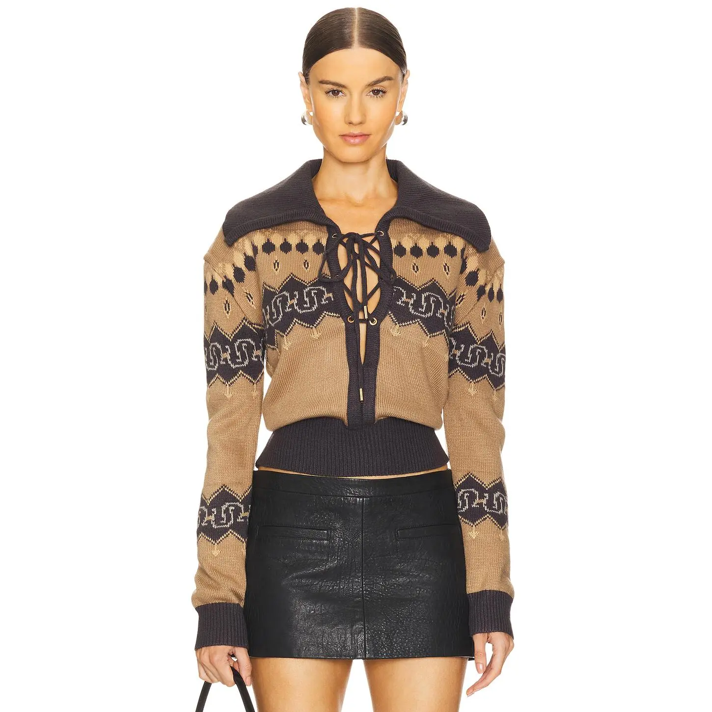 Understated Leather Nordic Cowboy Sweater in Tan Multi Understated Leather Nordic Cowboy Sweater in Tan Multi