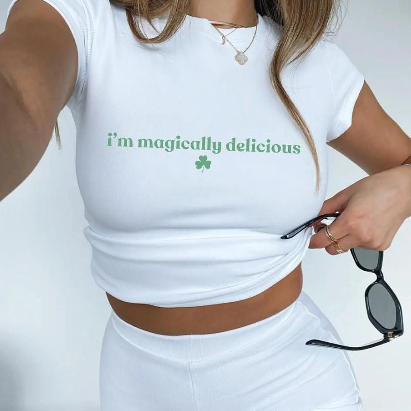Magically Delicious Baby Tee, Funny St Patrick's Day Shamrock Shirt