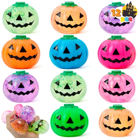 JOYIN 12pcs mini Pumpkin/3pcs Jumbo Pumpkin Stress Relief Toy, Squeeze Halloween Pumpkin Stress Balls, Slow Rising Squishy Fidget Sensory Toy, Soft Squeeze Decompression Dough Gift for Adults and Girls Boys, Birthday Gifts, Office Desk Decompression Toy