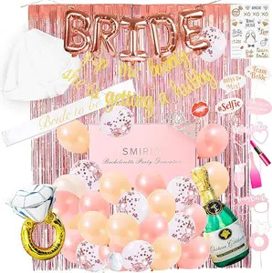 Bachelorette Party Decorations Kit: Rose Gold Bridal Shower Decorations Kit, Bachelorette Party Supplies, Bride to Be Decorations, Bridal Shower Decor, Bachelorette Sash and Veil Bride Balloons