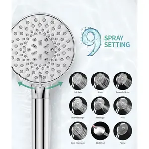 Filtered Shower Head High Pressure 9 Spray Modes with Water Softener for Hard Water Remove Chlorine 71in Hose for Pets Bathing