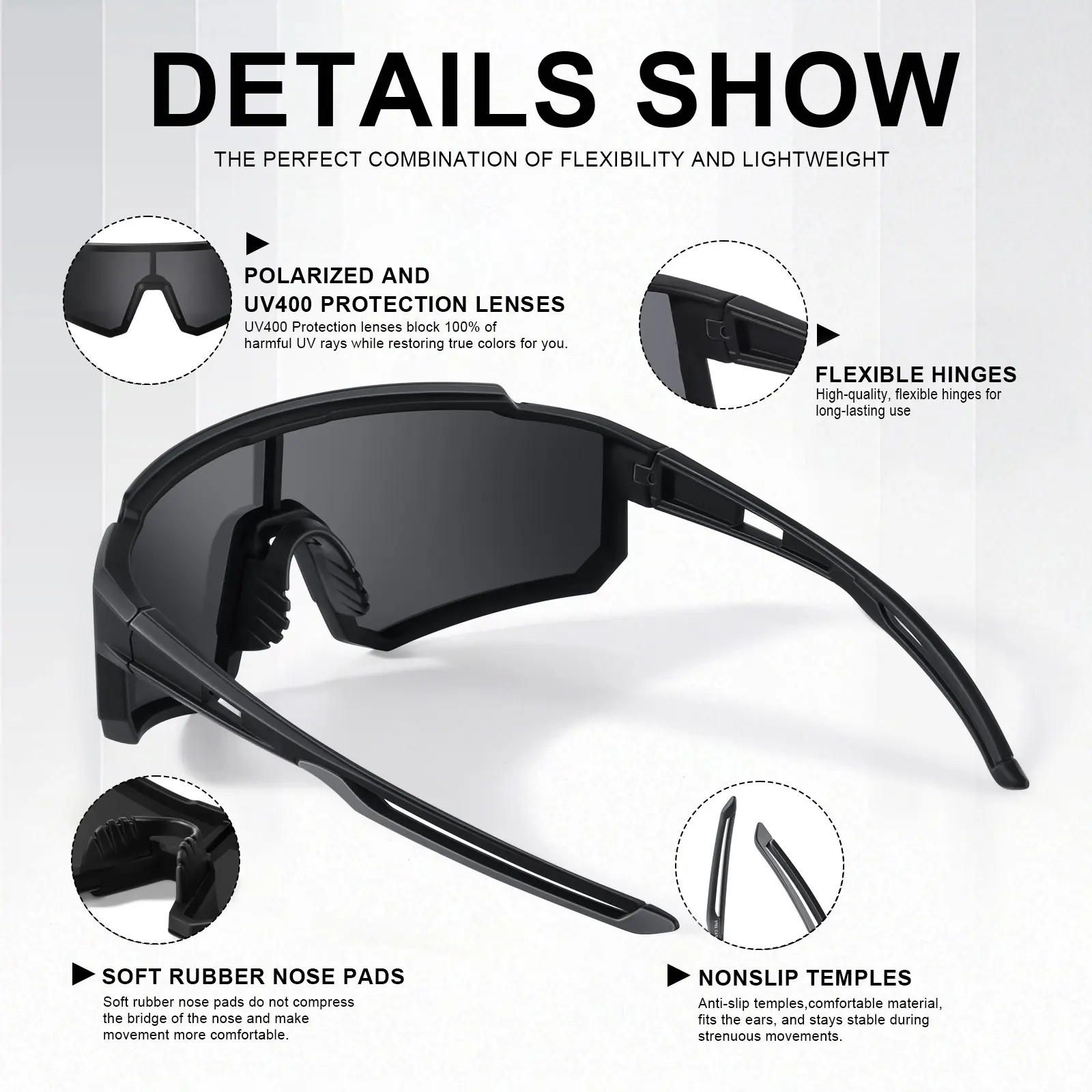 【Holiday Haul】TURBOPEP 2 Pairs Professional Cycling Sunglasses, TR90 Frame, Windproof UV400 Protection, Lightweight Polarized Lenses, Anti-Slip Nose Pad, Aerodynamic Design 【Holiday Haul】TURBOPEP 2 Pairs Professional Cycling Sunglasses, TR90 Frame, Windproof UV400 Protection, Lightweight Polarized Lenses, Anti-Slip Nose Pad, Aerodynamic Design