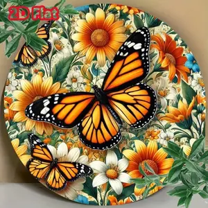 Yellow Flower Butterfly Aluminum Art - Artistic Fall-Themed Home Decor