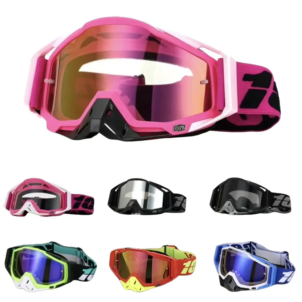 Champion Series Half-Frame Offroad Motorcycle Goggles - 100% TPU Shockproof, Windproof, Sandproof, Quick-Release, Anti-Fog UV-Protective Lens, Adjustable Strap, Personalized Design for Motocross & Adventure Enthusiasts