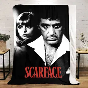 Scarface Printed Cute Cartoon Plush Blanket Suitable for All Seasons, Soft and Comfortable Sofa Mattress Office Outdoor Blanket Camping Travel Home Blanket Black Friday Christmas Gift C588