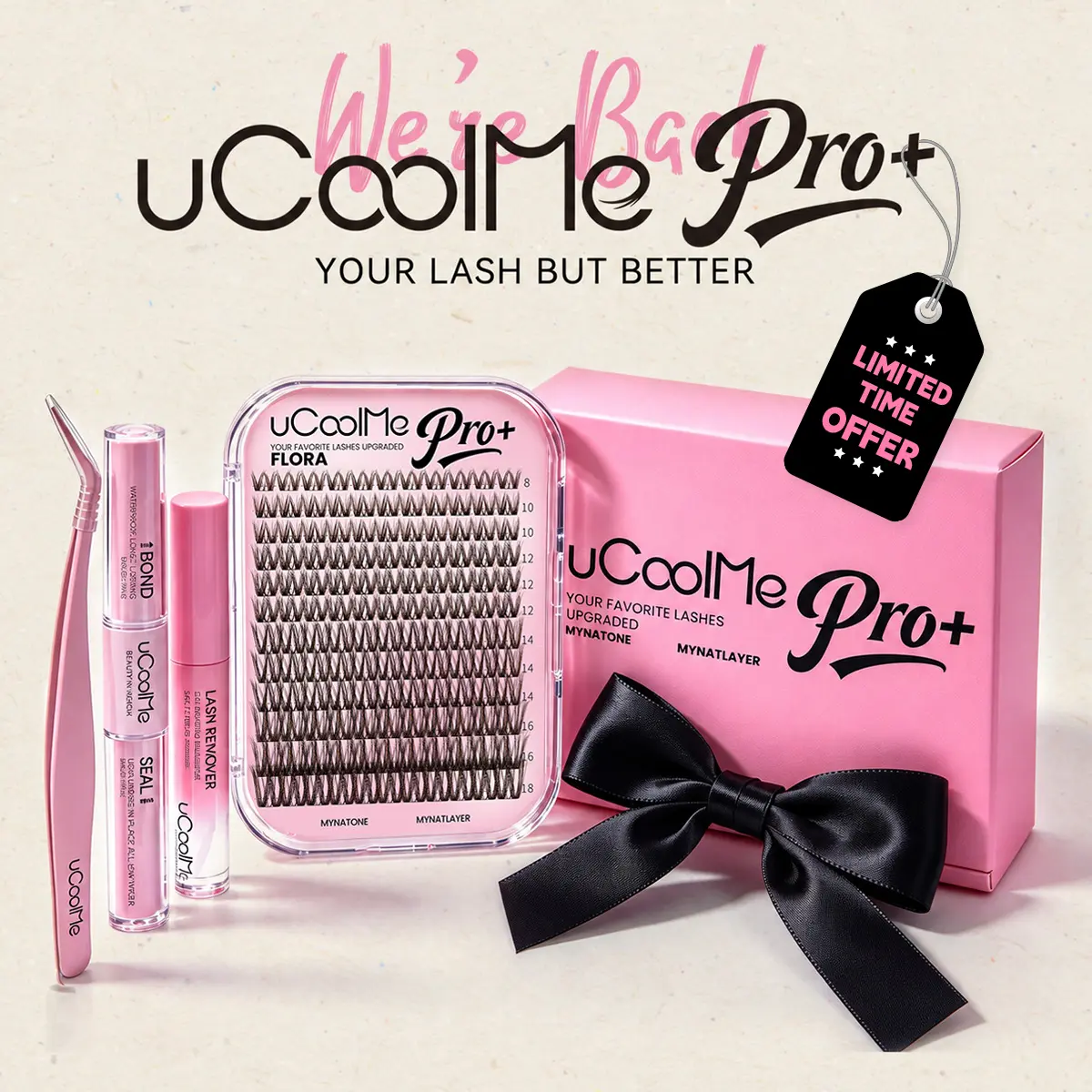 uCoolMe Pro+ DIY Lash Clusters Gift Set, Black & Brown Wispy 3D Layered Eyelash Extensions, Natural to Full Styles, Gift for Her, Upgraded Bond & Seal, Remover & Applicator，Individual Options