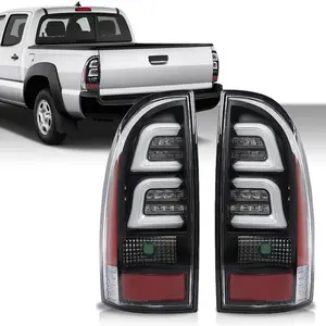 Fit For 05-15 Toyota Tacoma LED Tube Tail Lights Lamps LH+RH, LED Tail Lights Assembly Rear Brake Lamps,Smoky Lens Black Housing Luces Traseras Fit For 2005-2015 Toyota Tacoma US G-PLUS fathersdaygift
