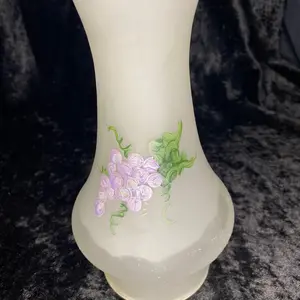 Vintage Art Deco Hand Painted Floral Glass Oil Lamp Lantern Signed Danbury.