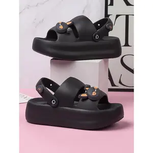 Women's Cute Solid Color Platform Slides, Casual Comfortable Soft Sole Affordable Slippers for Indoor Outdoor Wear, All-match Slippers for Daily Wear