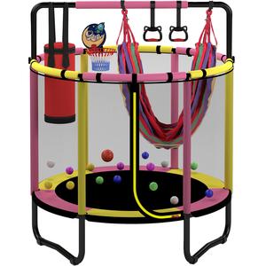 Segmart "55'' Kids Mini Trampoline with Basketball Hoop & Safety Net - Indoor Outdoor Playset with Swing, Sandbag, Rings & Ocean Balls, Gift for Boys & Girls