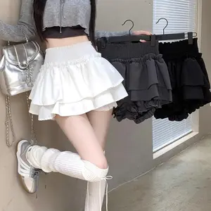 Women's Ballet Bubble Mini Skort - Pleated Puffy A-Line, Elastic Waist Casual Sporty Skirt for Spring, Party Wear Sporty Skirts, Sporty Sports Skirts