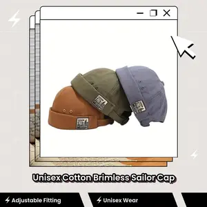 Unisex Cotton Brimless Sailor Cap Adjustable Foldable Solid Color Beret for Men and Women Simple Design Versatile Practical Unisex Wear