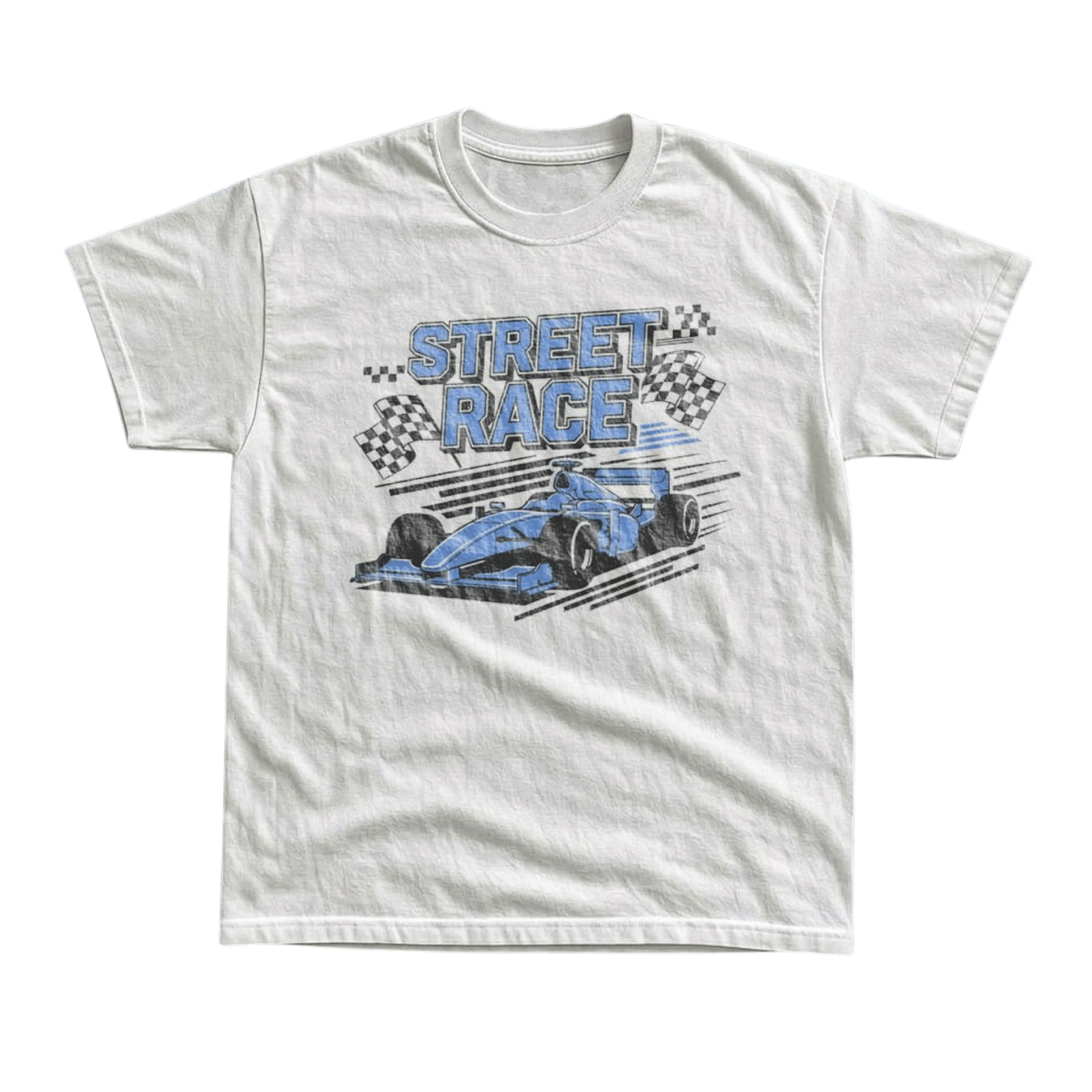 Gildan Men's and Women's T-Shirt, Vintage Style Street Race Car Checkered Flag Graphic Tee, Y2K Racing Aesthetic Top, Distressed Motorcore Outfit, Retro Speedway Art, Cool Car Guy Gift, Automotive Streetwear, Novelty Car Shirt