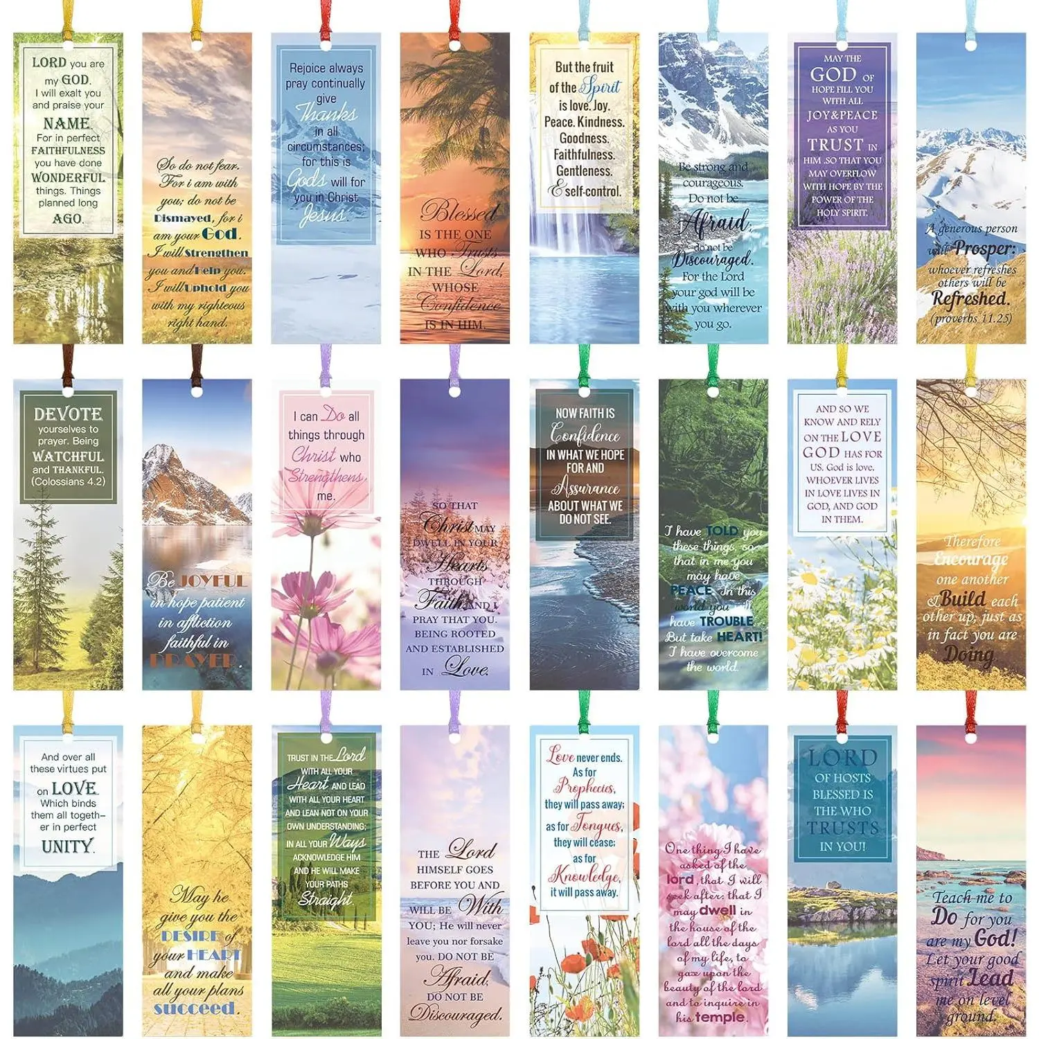 120 count  Verse Inspirational Bookmarks Scripture Christian Motivational Bookmarks Encouragement Verse Page Marker with Colorful Ribbons Christmas Gifts for Women Men Church Office Supplies