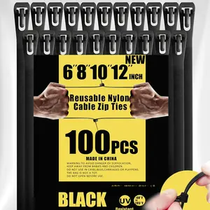 Releasable Adjustable Zip Ties 6+8+10+12 Inch , 100 count   Ties,Self-locking Nylon  Zip Ties, Non Slip Off Heavy Duty Electrical  Ties
