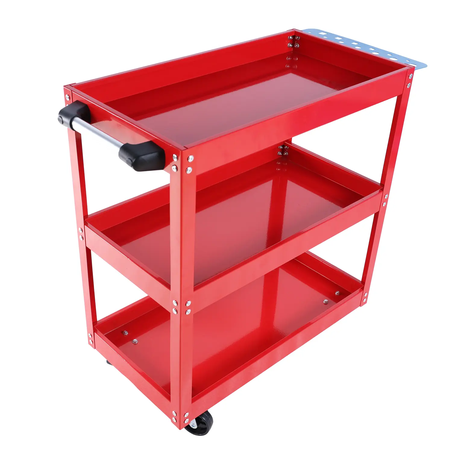 Heavy-Duty Steel 3-Tier Rolling Mechanic Tool Cart with Lockable Wheels, 450 LBS Capacity Storage Organizer, Lockable Heavy-Duty Trolley for Garage, Workshop (Red), Heavy-Duty Trollies