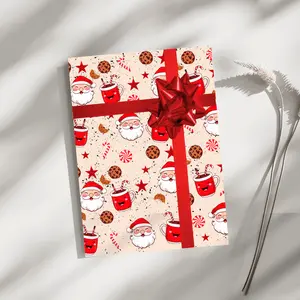 Christmas Wrapping Papers, Santa Gift Wrap with Hot Cocoa & Cookies, Holiday Premium Sheets, Festive Candy Canes - Cute Christmas Wrapping