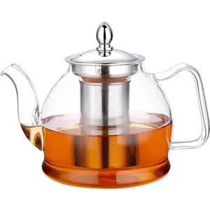 1000ml Glass Teapot with Removable Infuser Stovetop Safe Tea Kettle Blooming and Loose Leaf Tea Maker Set Teacup Kitchenware Stainless Steel