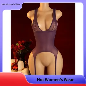 【Hot Women's Wear】Sultry Purple Lingerie Bodysuit with Open Crotch & Intricate Cut-Out Design - High Stretch Nylon Elastane, Women’s Sensual Underwear for Intimate Moments