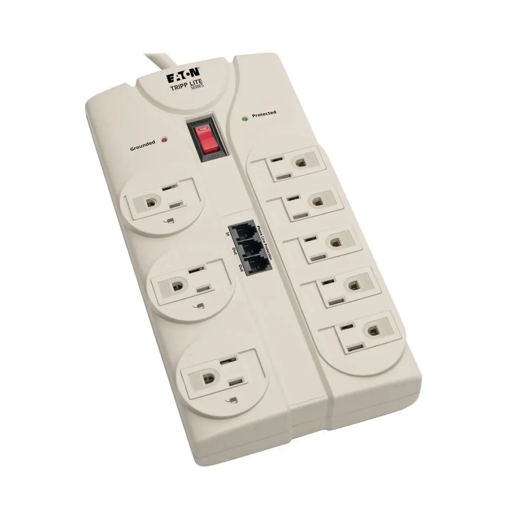 Eaton TLP808TEL 8-Outlet Computer Surge Protector, 8 ft. (2.43 m) Cord, 2160 Joules, Tel/Modem/Fax Protection