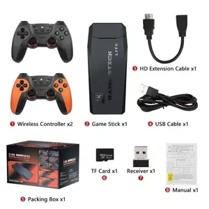 Home retro video game console, equipped with 2 wireless controllers, 4K retro game joystick, HDMI output, built-in games (64GB/128GB) console build