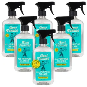 Aunt Fannie's All Purpose Household Cleaner, Multi-surface Spray Cleaner, Powered by Vinegar for Kitchen, Bath, Windows and Countertops, Lemon Scent (Pack of 6)
