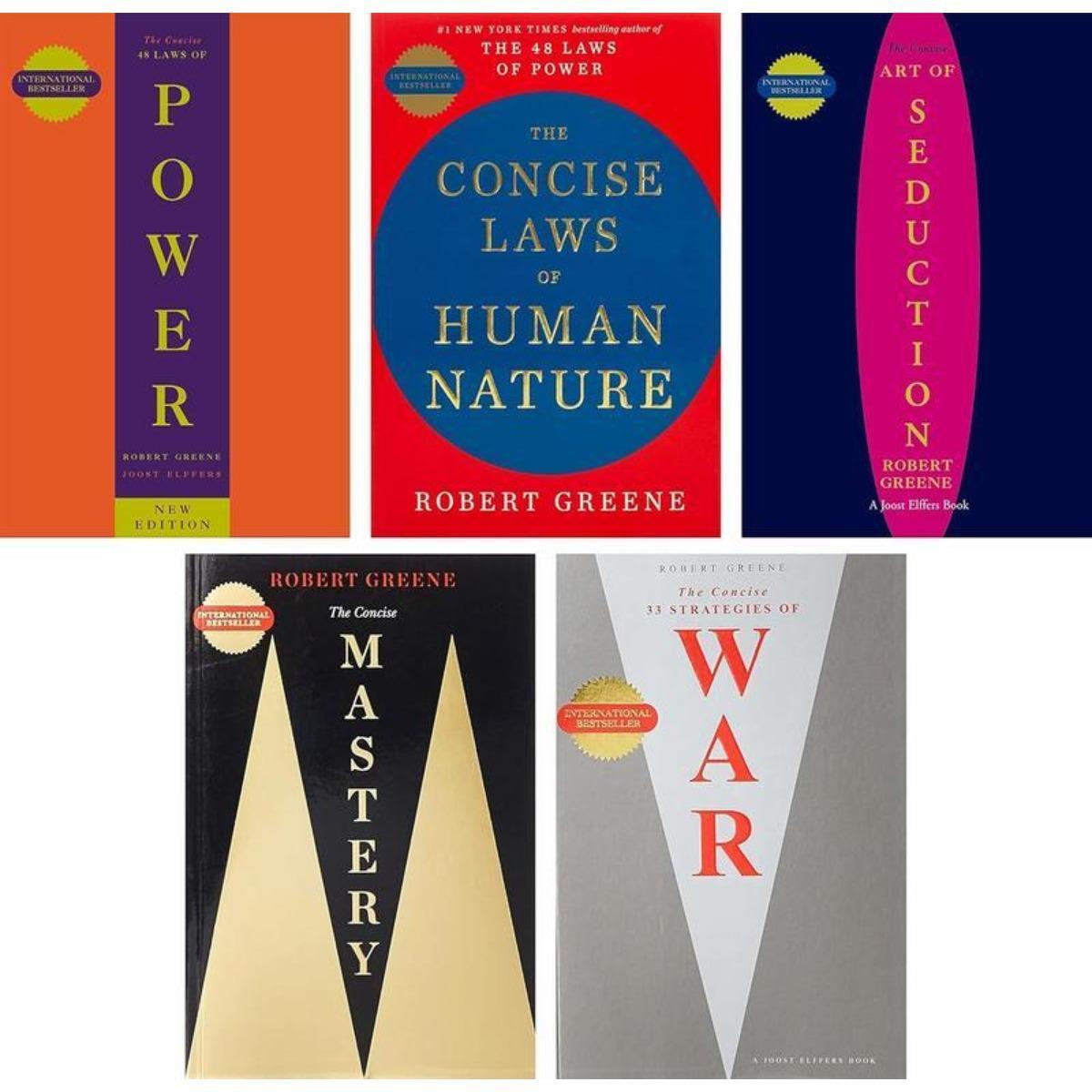 Robert Greene 5-Book Set (CONCISE EDITIONS) – Exact Copy Set | 48 Laws of Power, Art of Seduction, Mastery & More (Smaller Version)