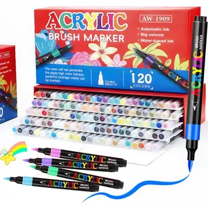 Acrylic Paint Pens Markers,Soft Brush Tips - Quick-Dry Professional Art Markers for Rock Painting, Canvas, Wood, Glass, Ceramic, Fabric, Plastic, Egg & Scrapbook. Paint Markers Coloring Book Markers