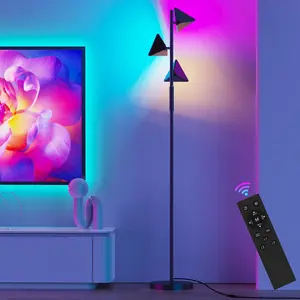 Valentine's Day gift CuLiDing RGB Floor Lamp, 36W Stepless Dimmable LED Tall Standing Lamp with Touch and Remote Control, 4 Color Temperatures, 3 Rotatable Light