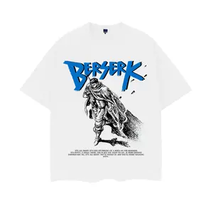 Berserk "Lonely Guts" Heavyweight Vintage Tee 100% Cotton OVERSIZED Anime T-shirt Menswear Top Menswear Top Crew Necks Tshirt Casual Streetwear White Baggy Crewneck Tropical Shortsleeve Loose