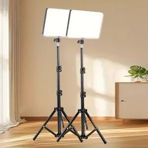 LED Video Light Kit with Adjustable 43.3" Tripod Stand and Phone Holder - USB-Powered On-Camera Lighting for Content Creation, Non-Waterproof, Versatile Use, No Battery Required